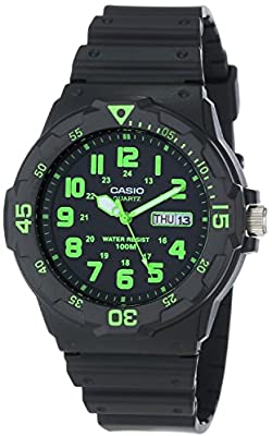 Casio, Menâ€™s Watch Analog, Black Dial Black Resin Band, MRW-200H-3BVDF