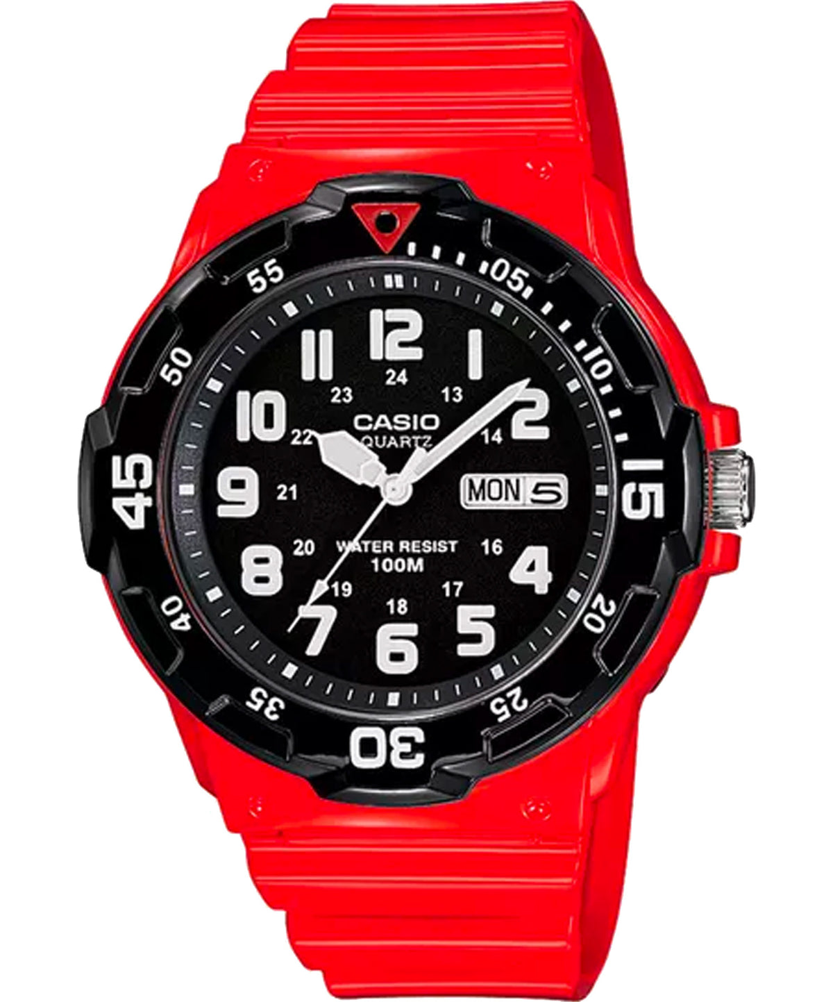 Casio, Menâ€™s Watch Analog, Black Dial Red Resin Band,MRW-200HC-4BVDF