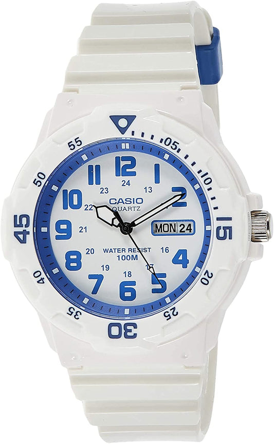 Casio men analog watch, white dial with comfortable strap, model CS-MRW-200HC-7B2VD, Bahrain