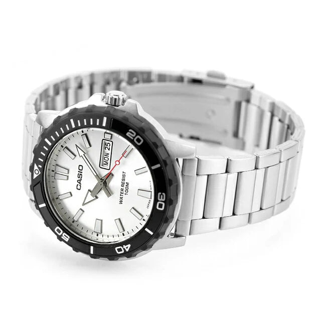 Casio Men's Watch Analog Silver Dial with Silver Stainless Steel Band, MTD-125D-7AVDF