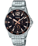 Casio, Menâ€™s Watch Analog, Black Dial Silver Stainless Band, MTD-330D-1A3VDF