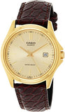 Casio, Men’s Watch Analog, Gold Dial Brown Leather Band, MTP-1183Q-9ADF