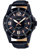 Casio, Menâ€™s Watch Analog, Black Dial Black Leather Band, MTP-1291BL-1A2V