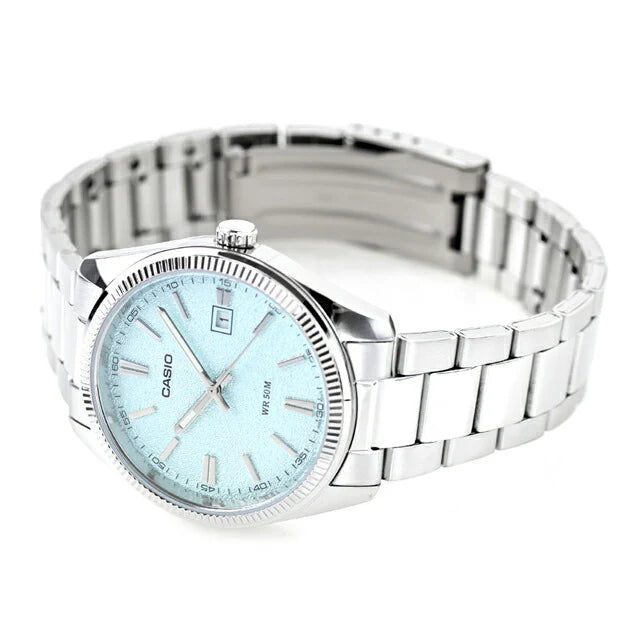 Casio Men's Watch Analog Torquoise Dial With Stainless Steel Band, MTP-1302DA-2A2VDF