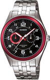Casio, Menâ€™s Watch Analog, Black Dial Silver Stainless Band, MTP-1353D-1B2VD