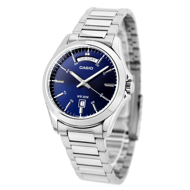 Casio Men's Watch Analog Blue Dial With Stainless Steel Band, MTP-1370D-2A2VDF