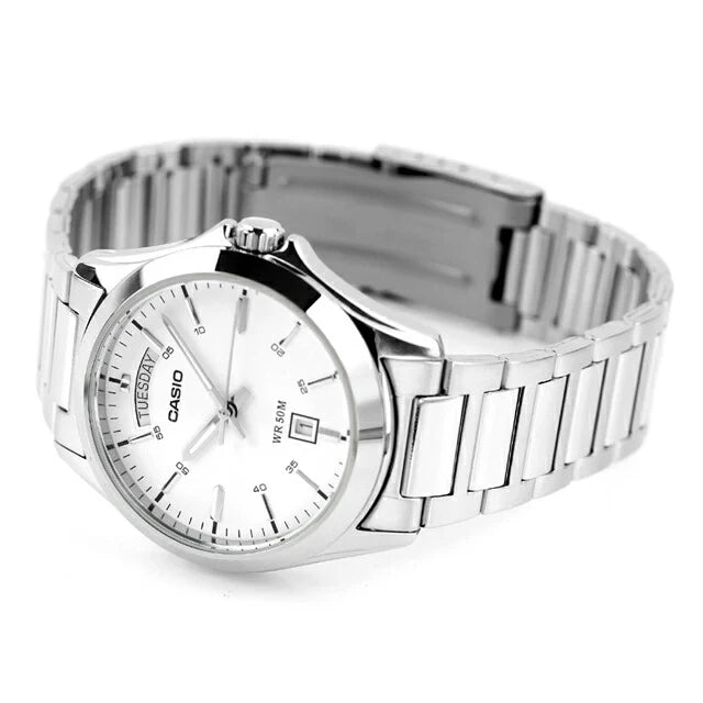Casio Men's Watch Analog White Dial With Stainless Steel Band, MTP-1370D-7A3VDF