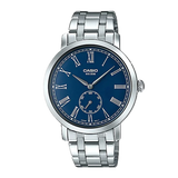 Casio,Men's Watch Analog, Blue Dial Silver Stainless Steel  Band, MTP-E150D-2BVDF