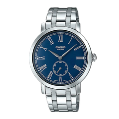 Casio,Men's Watch Analog, Blue Dial Silver Stainless Steel  Band, MTP-E150D-2BVDF