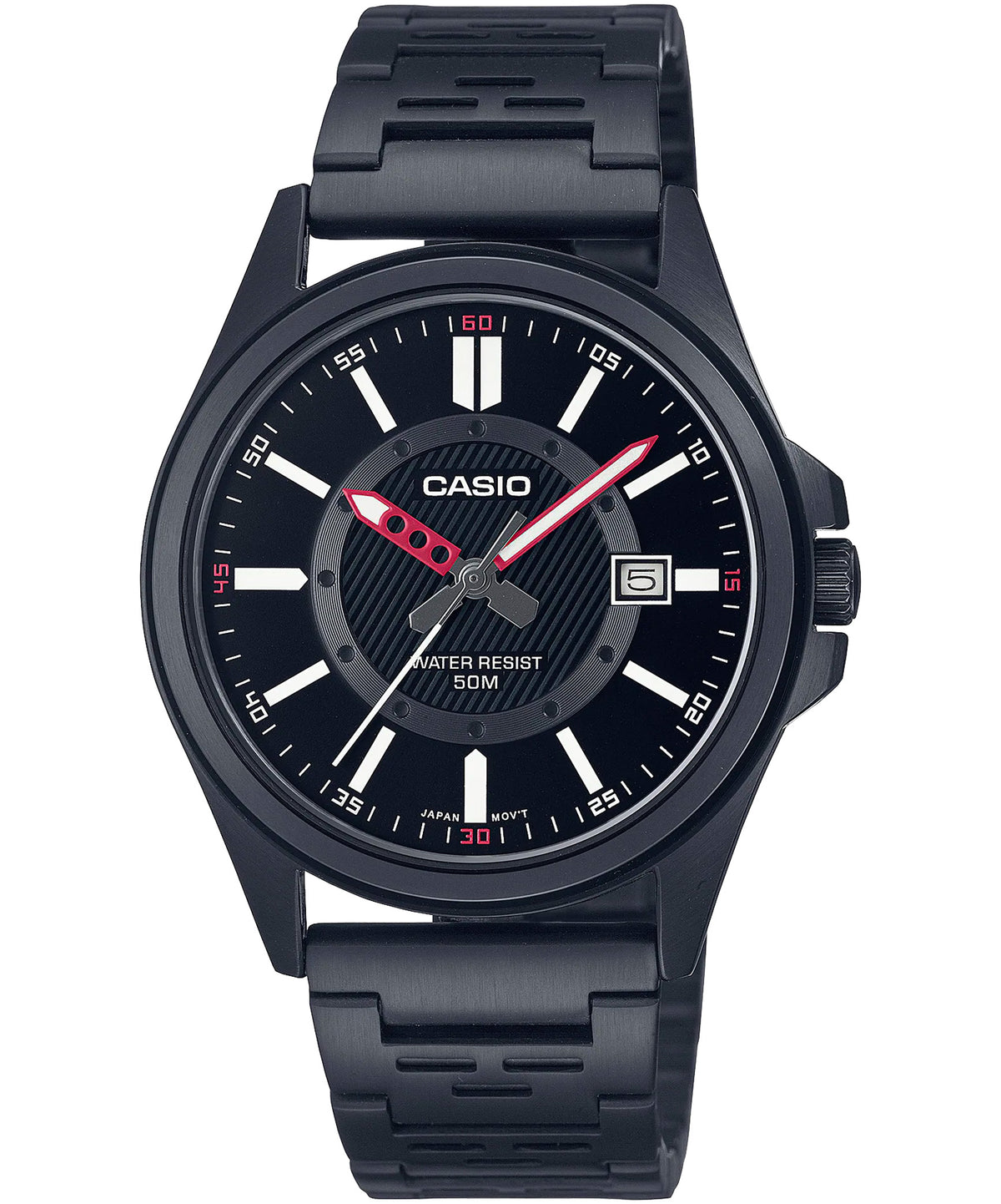 Casio, Men's Analog Watch, Black Dial Black Stainless Steel Band, MTP-E700B-1EVDF