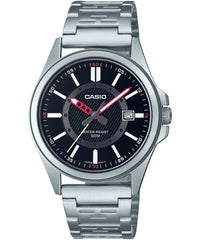 Casio, Men's Analog Watch, Black Dial Silver Stainless Steel Band, MTP-E700D-1EVDF