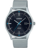 Casio, Men's Watch Analog, Black Dial Silver Stainless Steel Mesh Band, MTP-E710M-1A