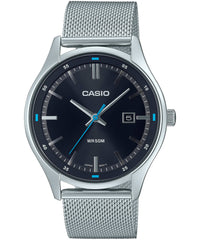 Casio, Men's Watch Analog, Black Dial Silver Stainless Steel Mesh Band, MTP-E710M-1A