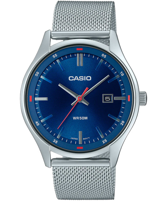 Casio men analog watch, blue dial with comfortable strap, model CS-MTP-E710M-2A, Bahrain