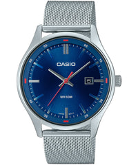 Casio, Men's Watch Analog, Blue Dial Silver Stainless Steel Mesh Band, MTP-E710M-2A