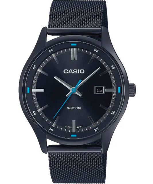 Casio men analog watch, black dial with comfortable strap, model CS-MTP-E710MB-1, Bahrain