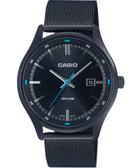 Casio, Men's Watch Analog, Black Dial Black Stainless Steel Mesh Band, MTP-E710MB-1