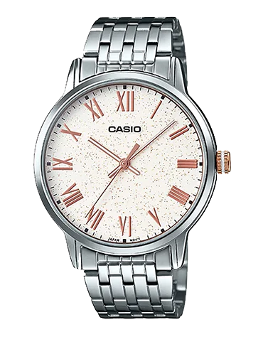 Casio, Mens Watch Analog, White Dial Silver Stainless Band, MTP-TW100D-7AVD