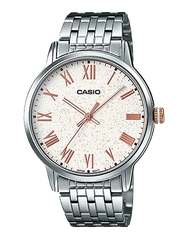 Casio, Mens Watch Analog, White Dial Silver Stainless Band, MTP-TW100D-7AVD