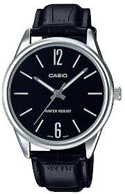 Casio men analog watch, black dial with comfortable strap, model CS-MTP-V005L-1BUDF, Bahrain