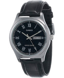 Casio, Men’s Watch Analog, Black Dial Black Leather Band, MTP-V006L-1BUDF