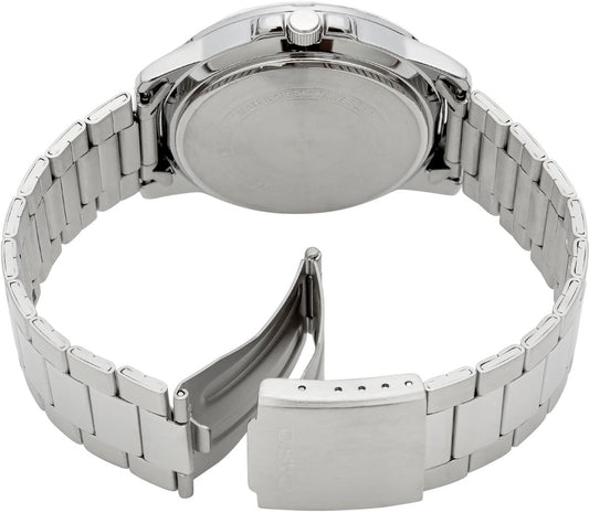Casio Men's Watch Analog, Black Dial Silver Stainless Steel Strap, MTP-VD01D-1EVUDF