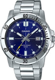 Casio Men's Watch Analog, Blue Dial Silver Stainless Steel Strap, MTP-VD01D-2EVUD
