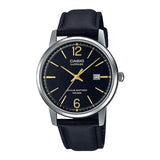 Casio, Menâ€™s Watch Analog, Black Dial Black Leather Band, MTS-110L-1AVDF