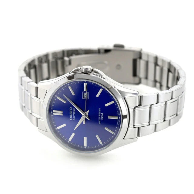 Casio Men's Watch Analog Blue Dial With Stainless Steel Band, MTS-115D-2A1VDF