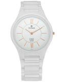 Titan Edge  Ceramic Quartz Analog White Dial White Strap Watch for Men, 1696QC04