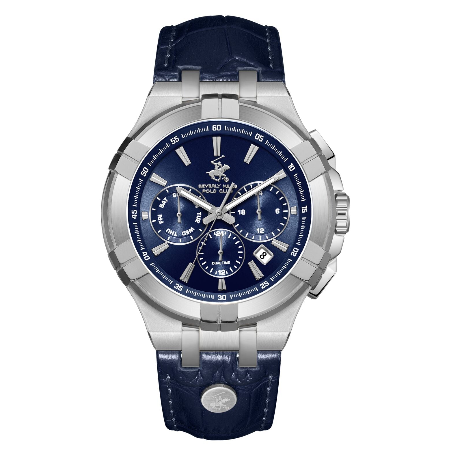 Beverly Hills Polo Club Men's Watch Analog Blue Dial with Blue Leather Strap,  BP3803X.399