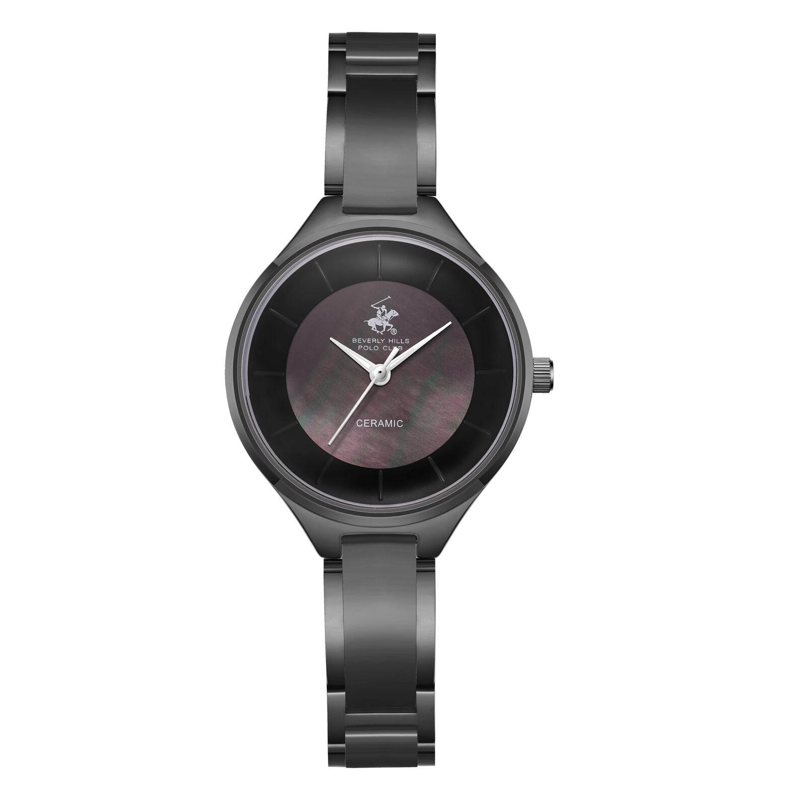 Beverly Hills Polo Club Women's Watch Analog Black Dial with Black Stainless Steel Band, BP3706C.851