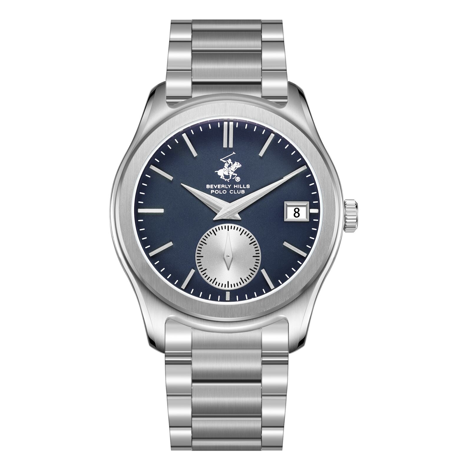 Beverly Hills Polo Club Men's Watch Analog Blue Dial with Silver Stainless Steel Band,  BP3772X.390