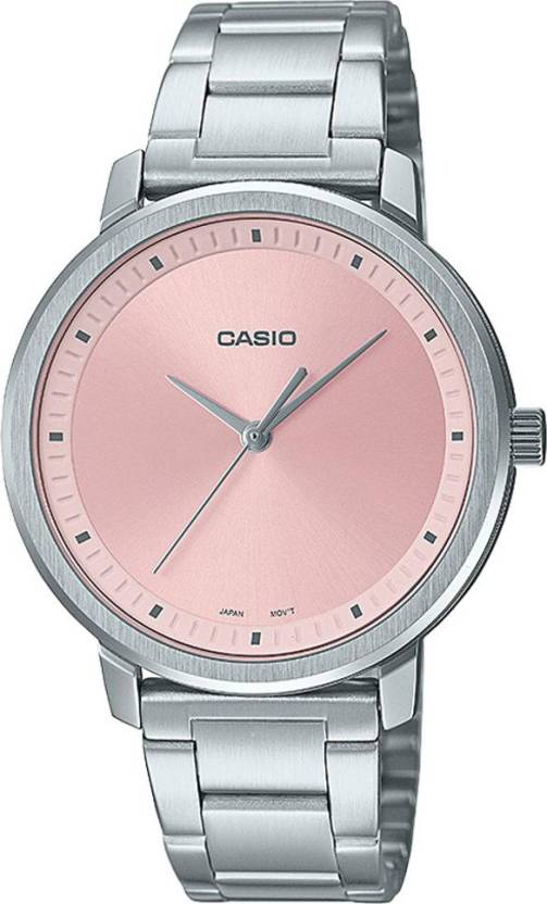 Casio, Women’s Watch Analog, Pink Dial Silver Stainless Steel, LTP-B115D-4EVDF