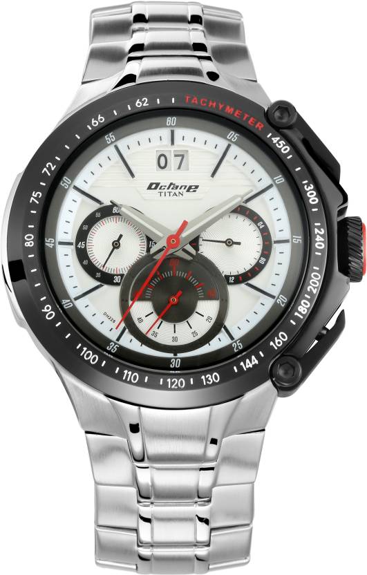 Titan Octane Men's Watch Analog White Dial With Silver Metal Strap, 1765KM01