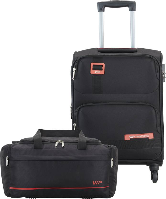 VIP Domina 55cm Soft Trolley Black + Free 52cm Duffle Bag, DOMINA55BLK+DF