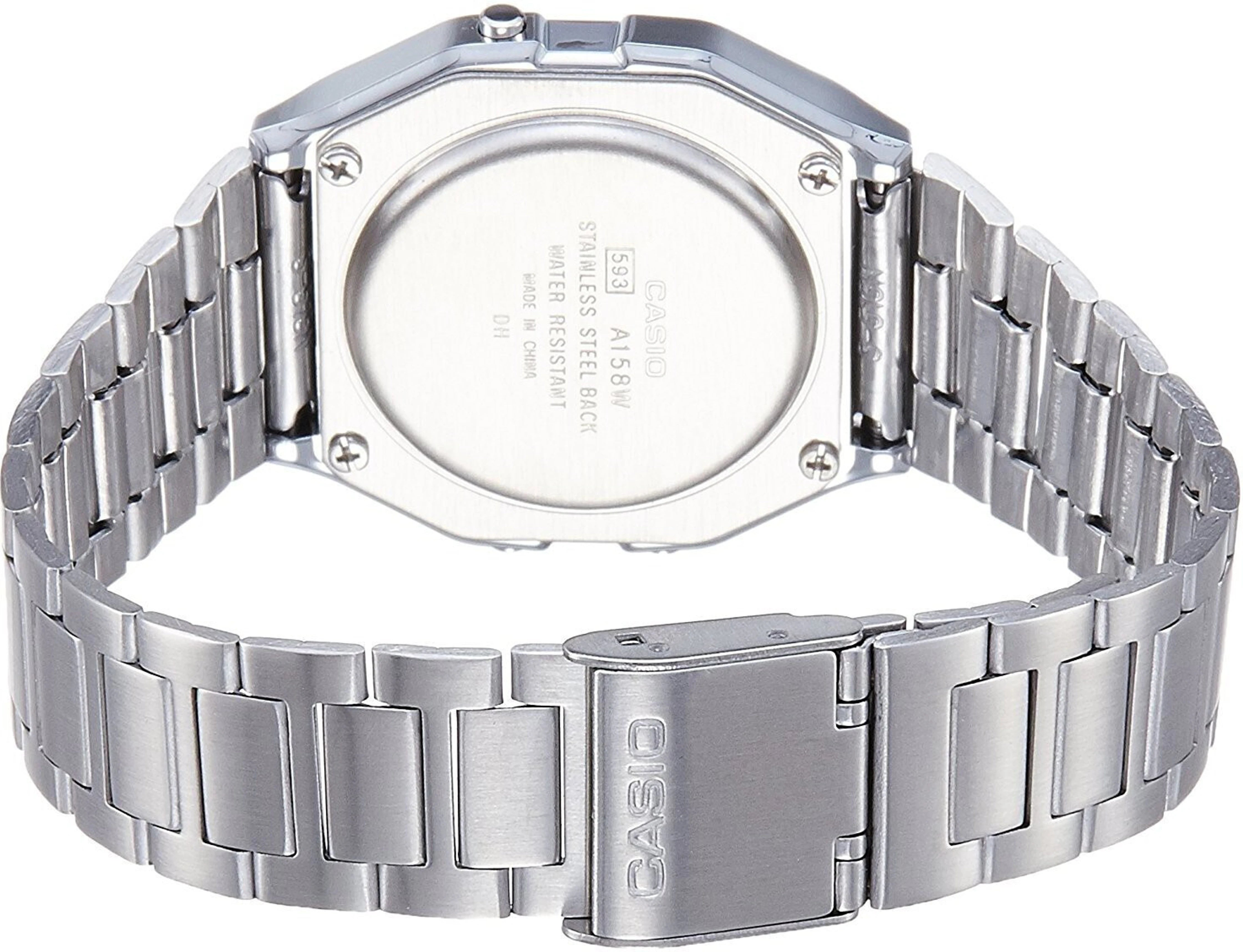 Casio Unisex Watch Vintage Collection Digital, Black Dial Silver Stainless Steel Strap, A158WA-1DF product image