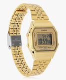 Casio Vintage Women's Watch Digital, Gold Dial Gold Stainless Steel Strap, LA680WGA-9DF