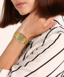 Casio Unisex Watch Retro Digital, Gold Dial Gold Stainless Steel Strap, A120WEG-9ADF