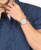 Sonata Men's Watch Analog White Dial With Brown Leather Strap, 1141YL07