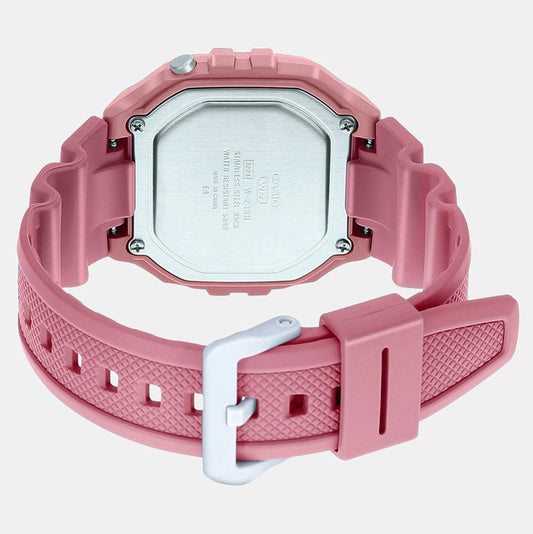 Casio Women Watch Digital, Silver Dial Pink Resin Strap, W-218HC-4AVDF