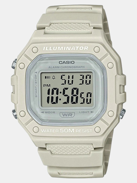 Casio Unisex Watch Digital, Beige Dial Beige Resin Strap, W-218HC-8AVDF