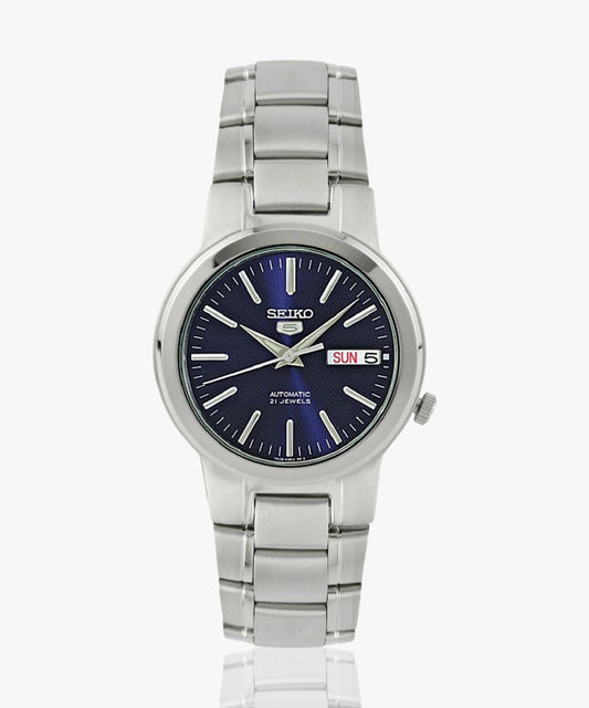 Seiko Men's Mechanical Watch Analog, Blue Dial Silver Stainless Band, SNKE51J