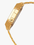 Casio Unisex Watch Vintage Collection Digital, Gold Dial Gold Stainless Steel Strap, A168WG-9WDF