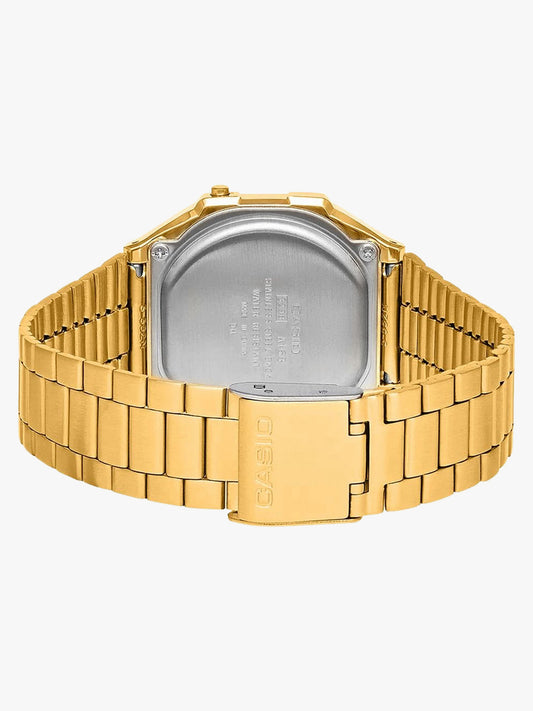 Casio Unisex Watch Vintage Collection Digital, Gold Dial Gold Stainless Steel Strap, A168WG-9WDF