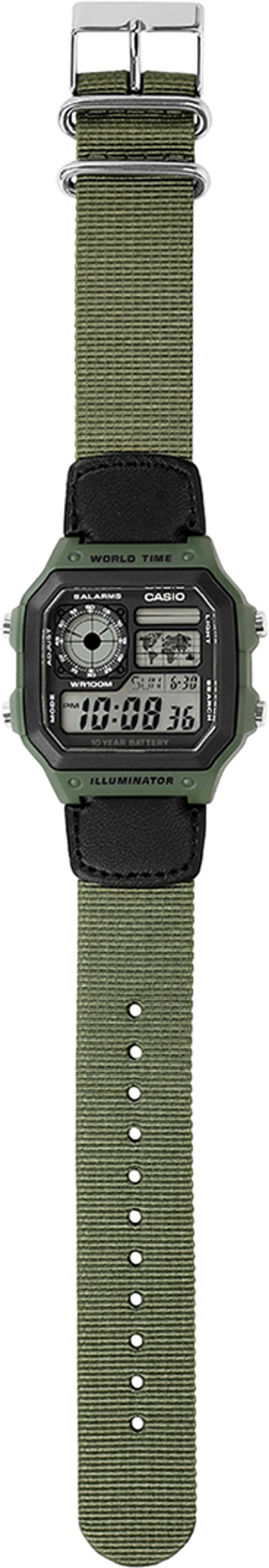Casio Men's Watch Digital, Green Dial Green Fabric Strap, AE-1200WHB-3BVD product image
