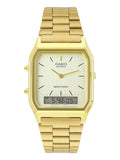 Casio Men's Watch Analog & Digital Combo, Gold Dial Gold Stainless Steel Strap, AQ-230GA-9DMQD