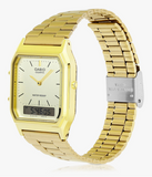 Casio Men's Watch Analog & Digital Combo, Gold Dial Gold Stainless Steel Strap, AQ-230GA-9DMQD