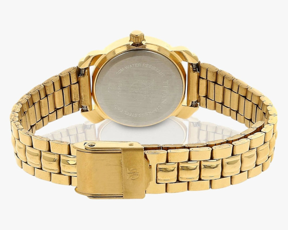 Titan Women's Watch Karishma Collection Analog, Champagne Dial Gold Stainless Strap, 2534YM01