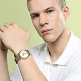 Titan Men's Watch Karishma Collection Analog, Champagne Dial Gold Stainless Strap, 1580YM05